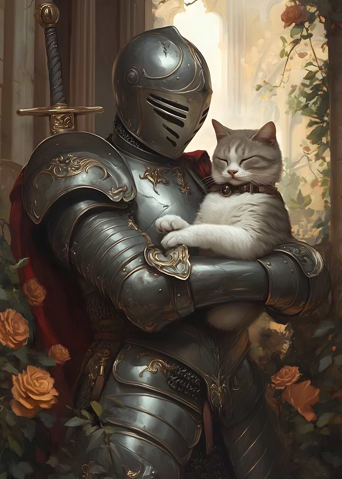 Medieval Knight and Cat