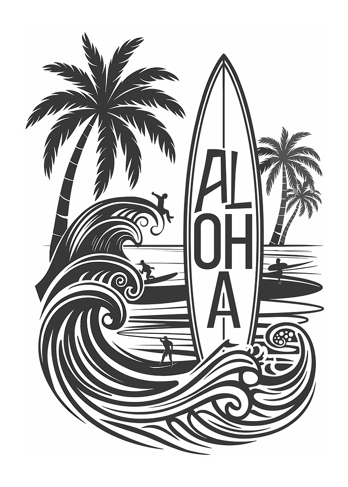 Aloha Surf Black & White