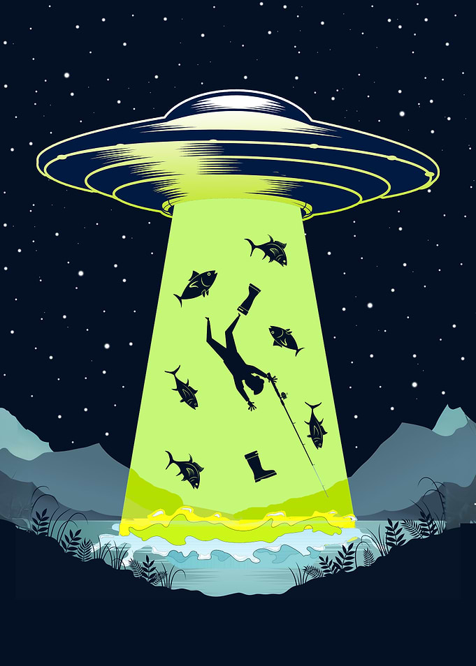 Funny UFO Fishing Poster