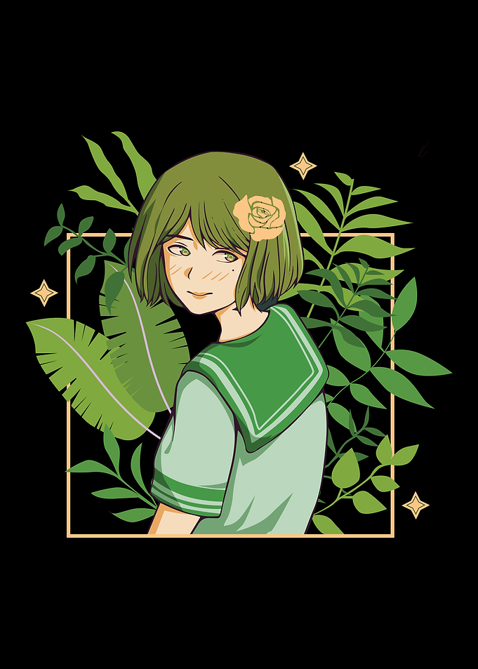 Anime Girl with Flowers