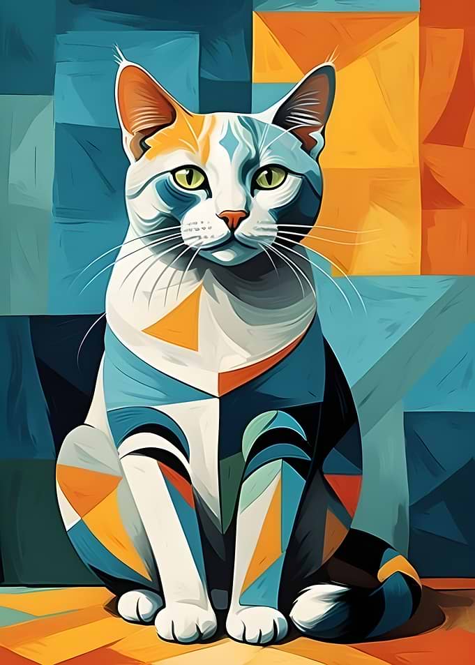 Geometric Cat Art