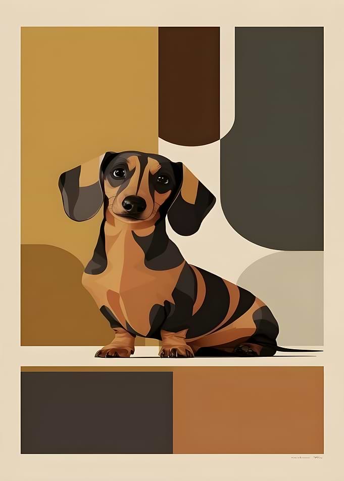 Dachshund with Geometric Background