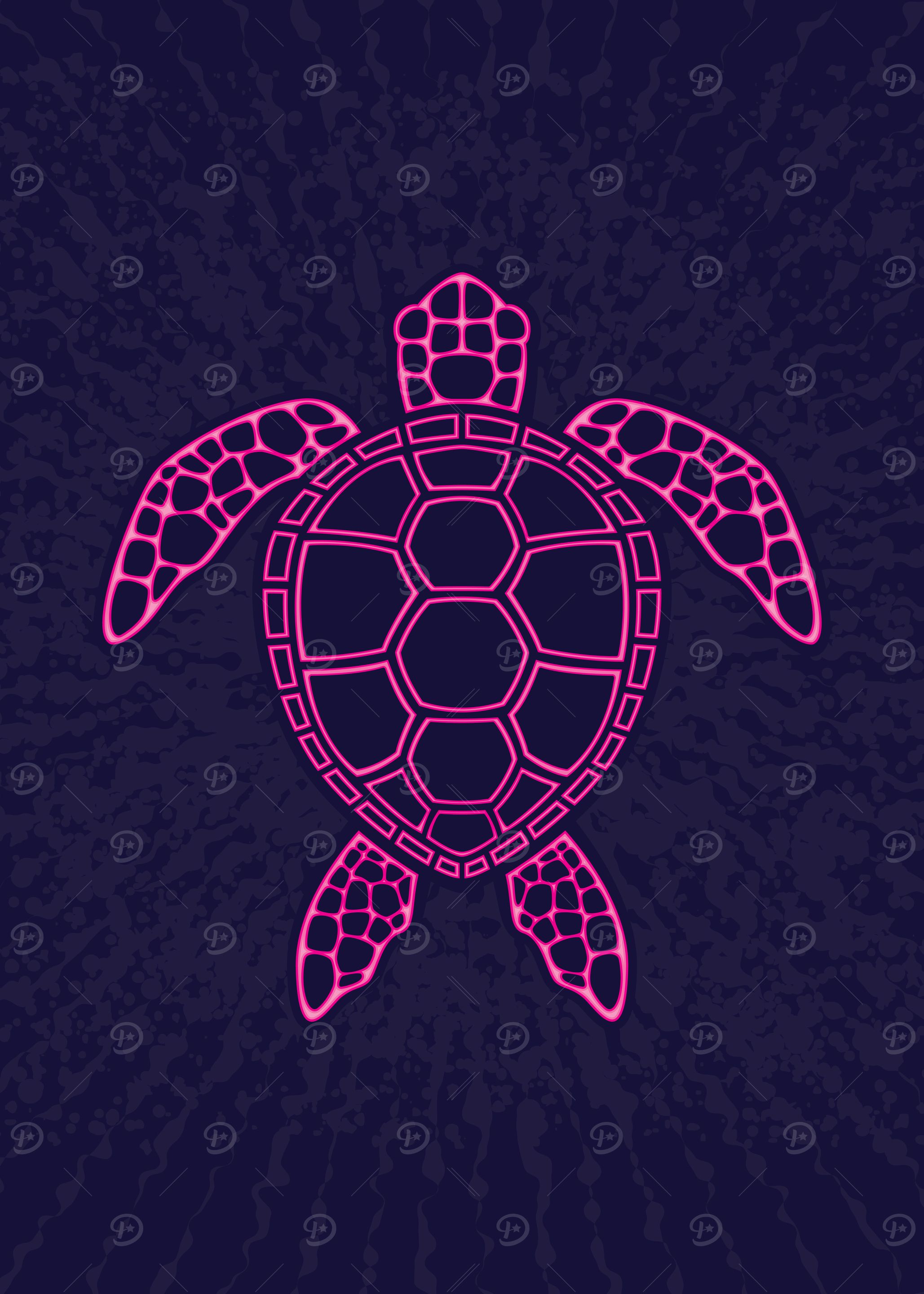 Hot Pink Neon Lava Sea Turtle Design