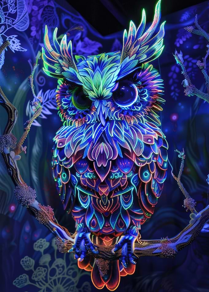 Neon Owl Art