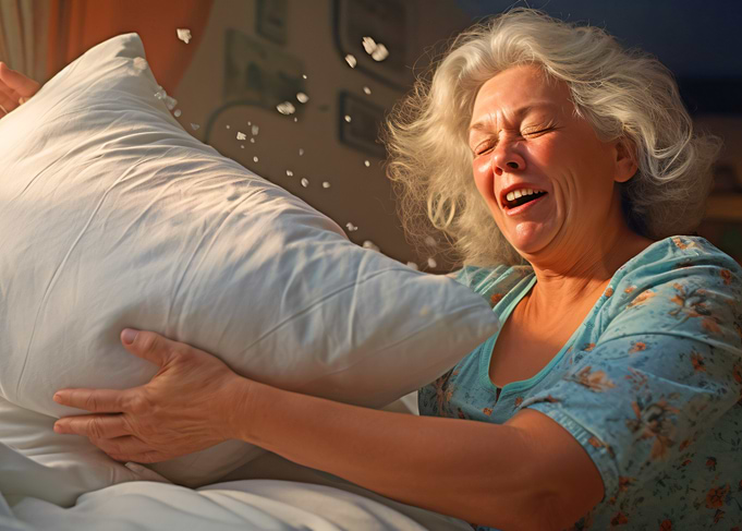 Woman Throwing Pillow