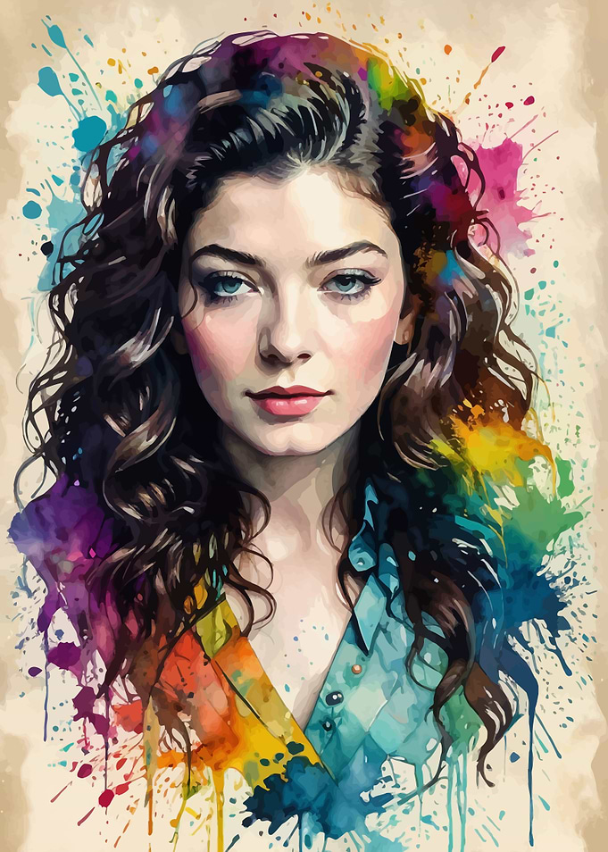 Lorde Vintage Watercolor Portrait