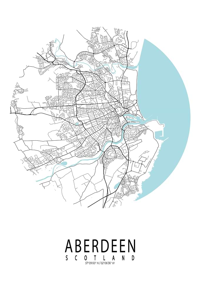 Aberdeen City Map Scotland Circle