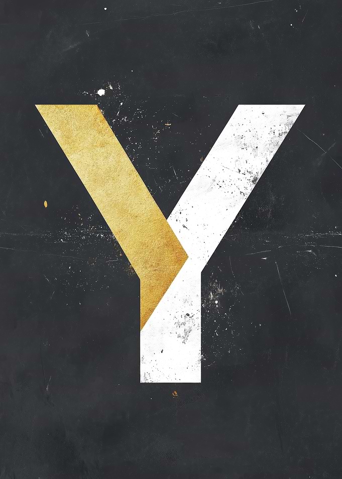 Gold and White Letter Y
