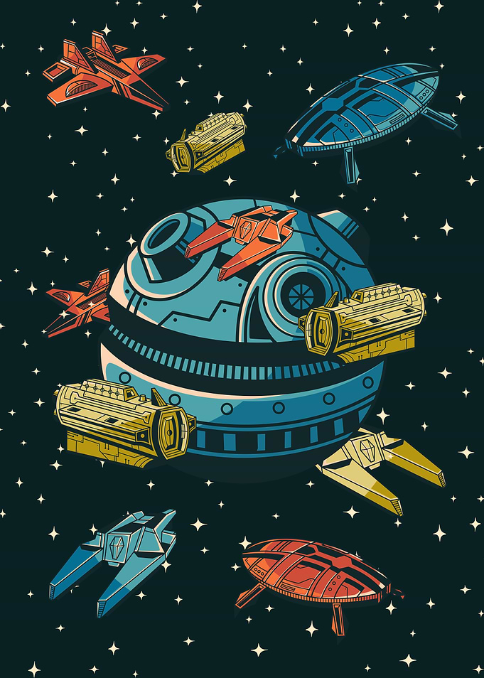 Spacecraft Orbiting Planet