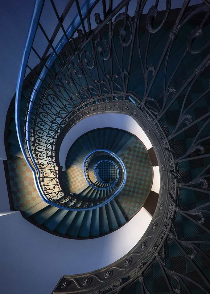 Spiral Staircase with Ornate Railing