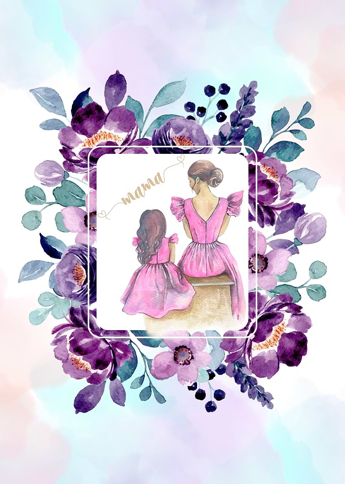 Mother Daughter Watercolor Mother's Day Gift