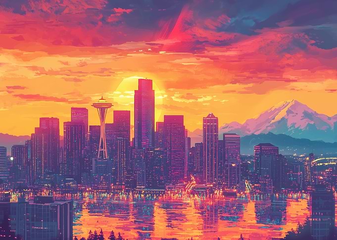Seattle Sunset Skyline