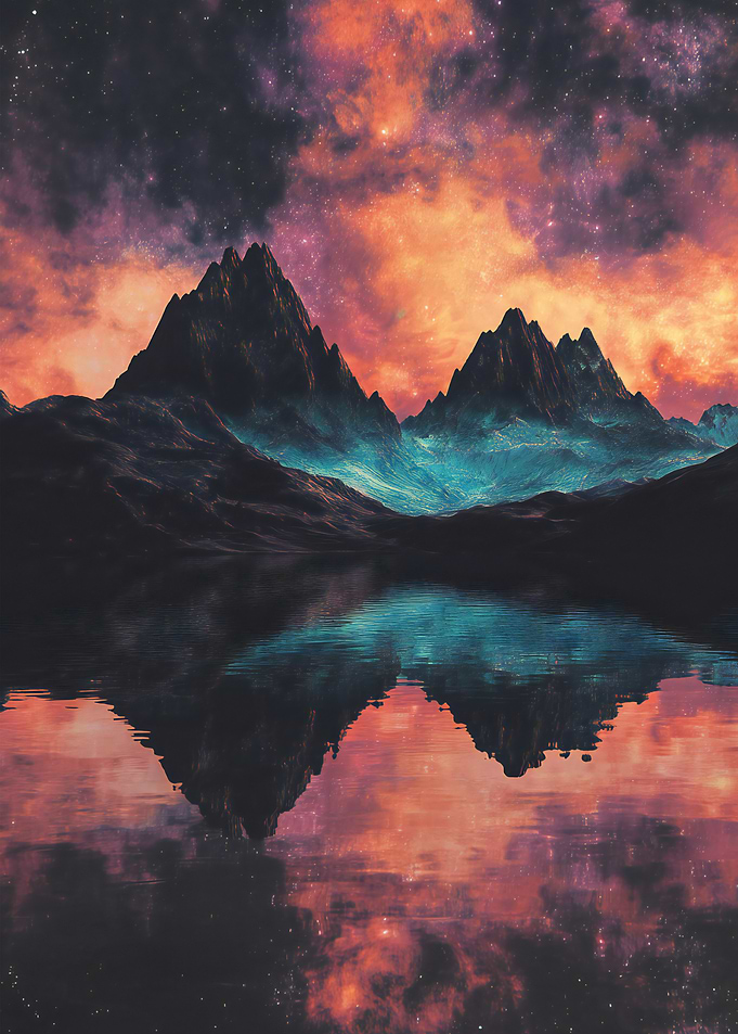 Mountain Reflection Nebula Neon
