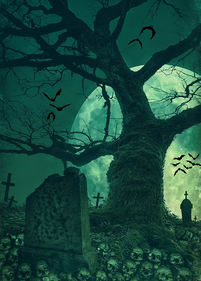 Spooky Graveyard Moonlight