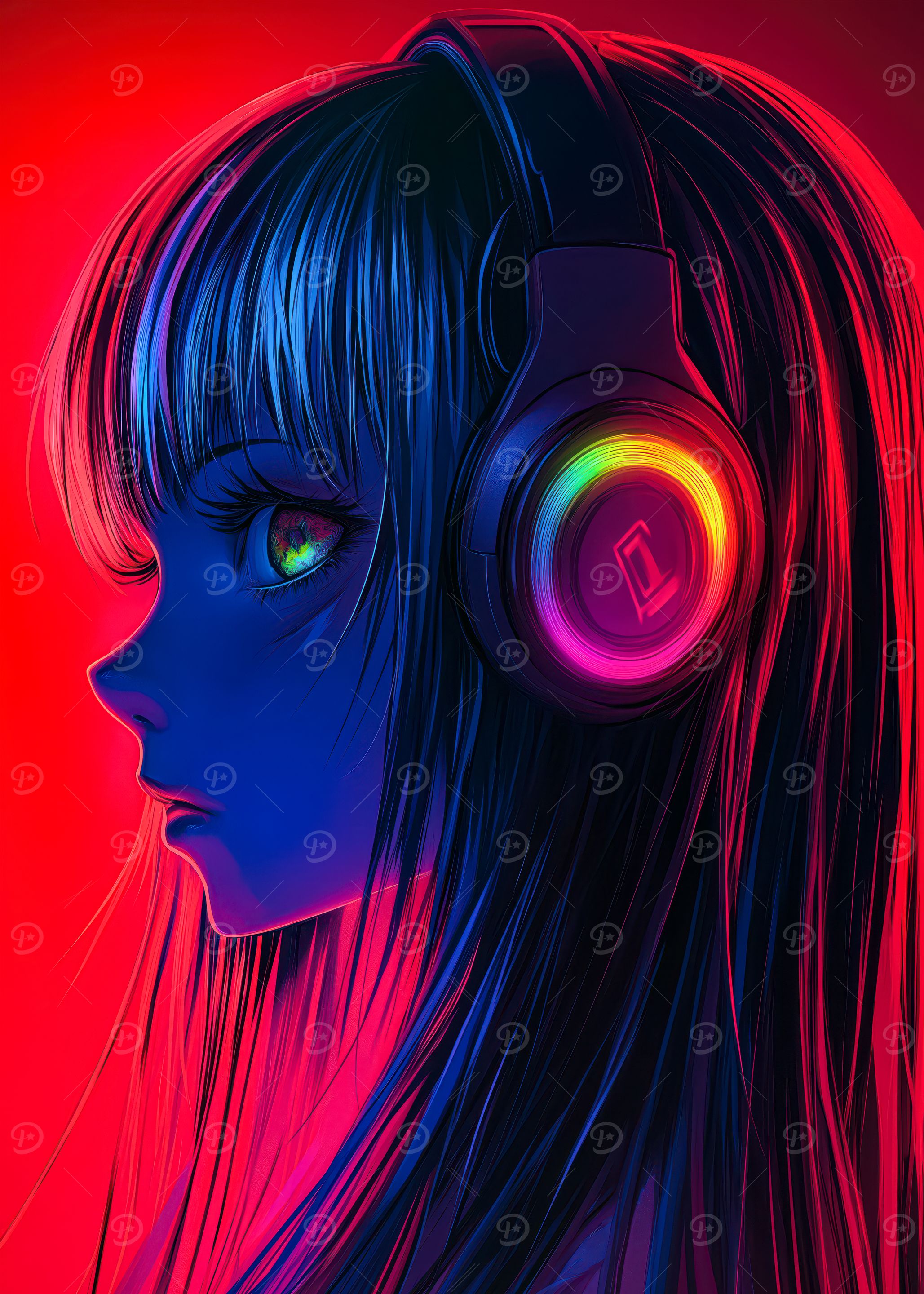 Anime Girl with Headphones