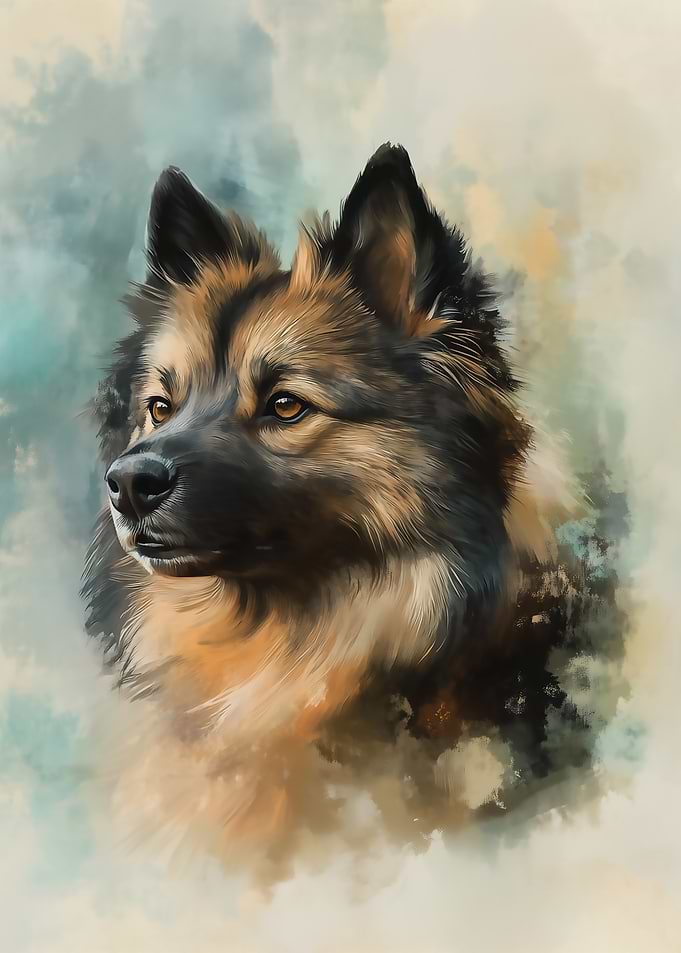 Watercolor Eurasier Portrait