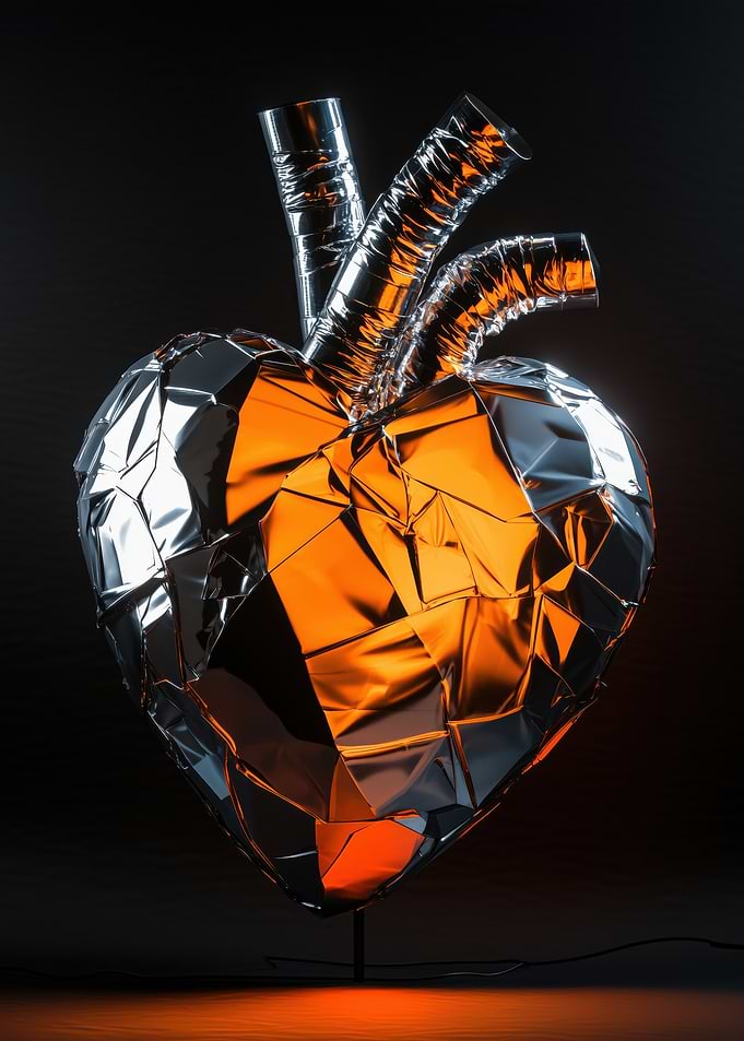 Metallic Heart Sculpture