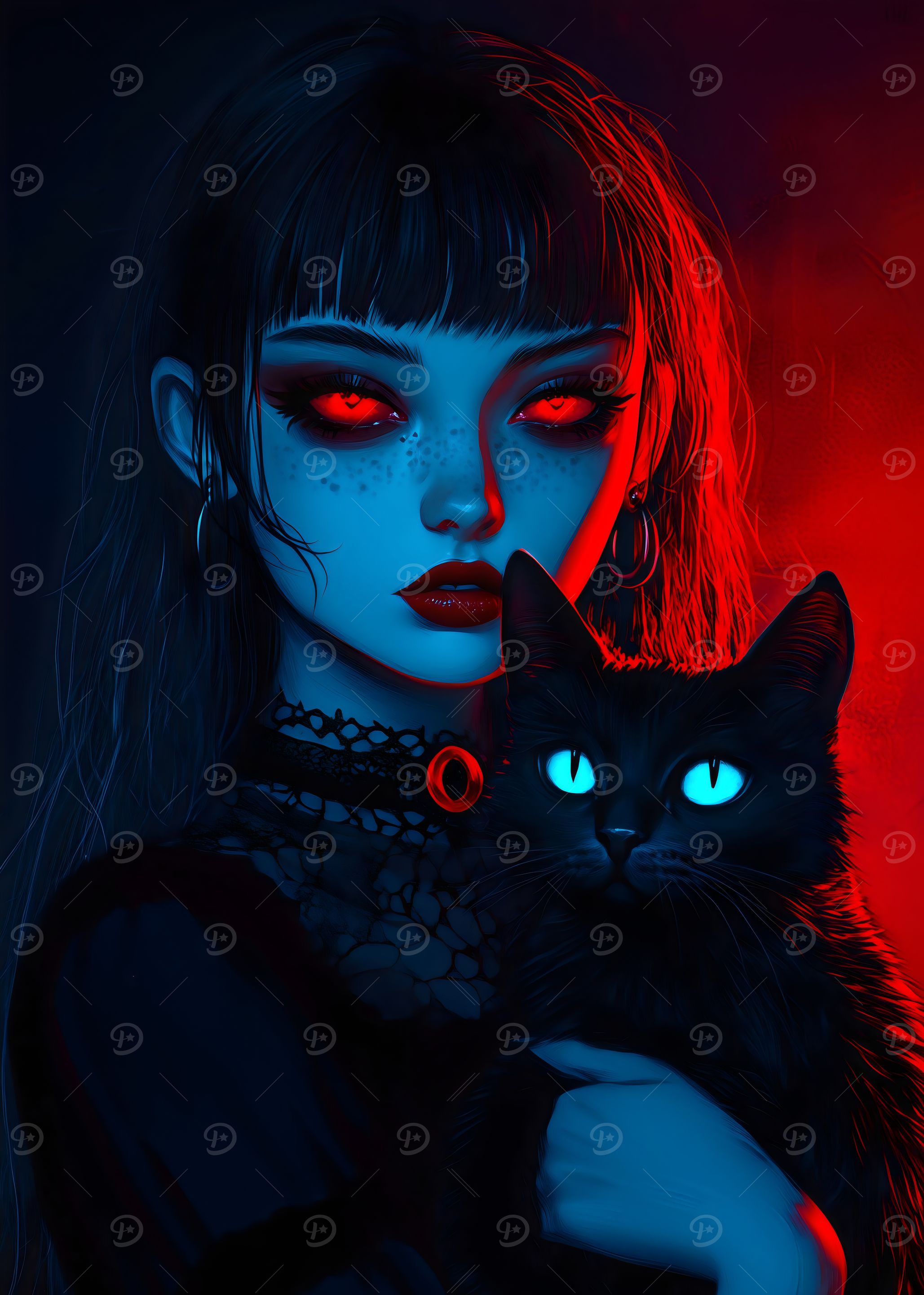 neon cat lady