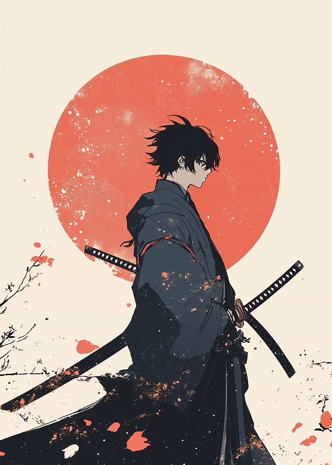 Samurai with Red Sun