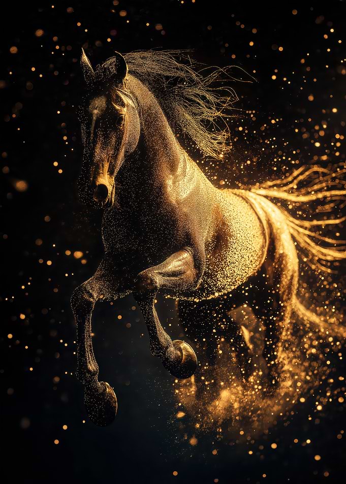 Golden Horse in Motion