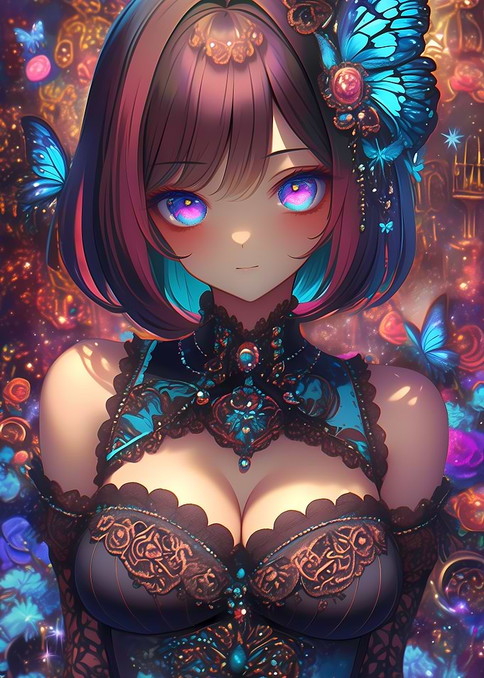 Anime Girl with Butterflies Gaming