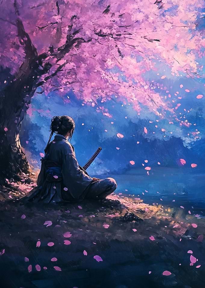 Samurai Under Cherry Blossoms