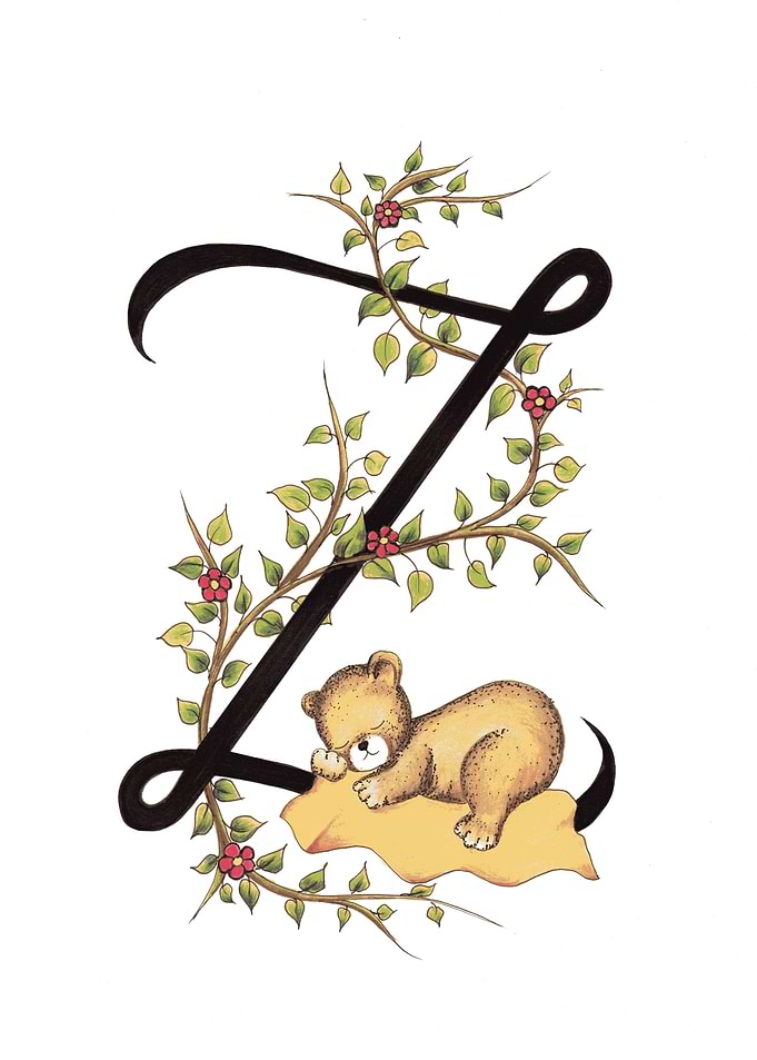 Sleeping Teddy Bear Letter Z