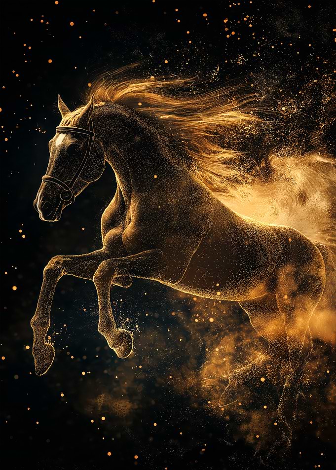 Golden Horse in Motion