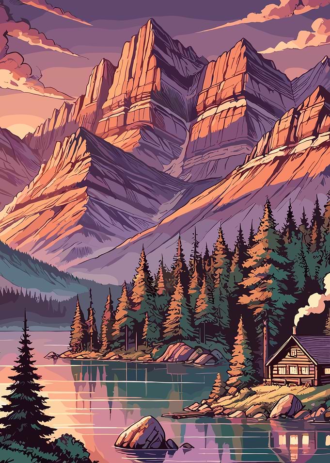 Mountain Cabin Sunset