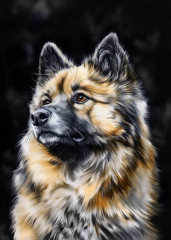 Watercolor Eurasier Portrait