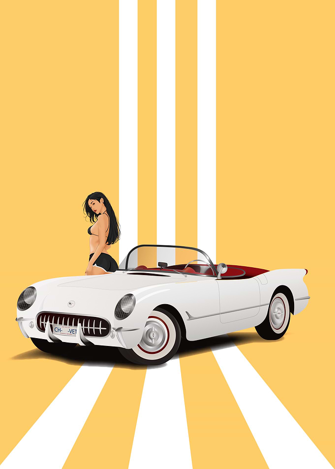 Classic Corvette with Pinup
