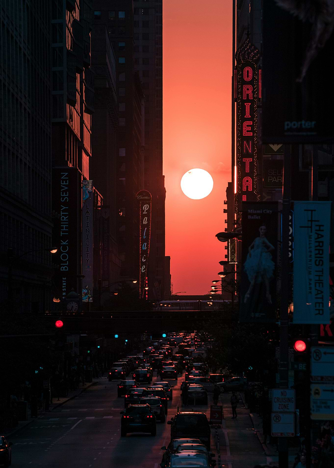 Red Sunset Cityscape