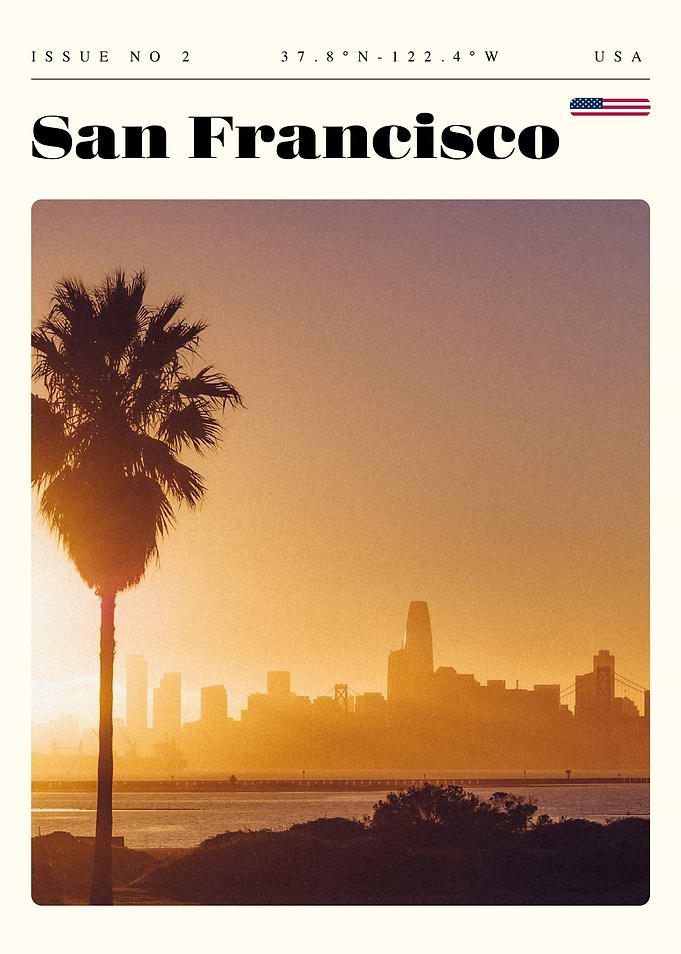 San Francisco California Travel Art Poster