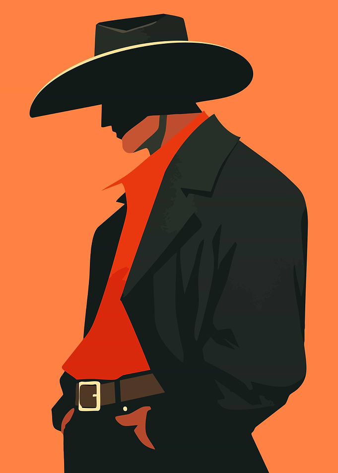Cowboy Silhouette Minimalist Art Illustration