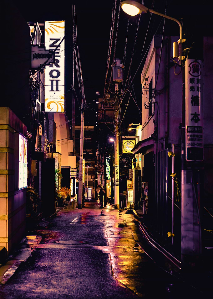 Nighttime Alleyway in Japan