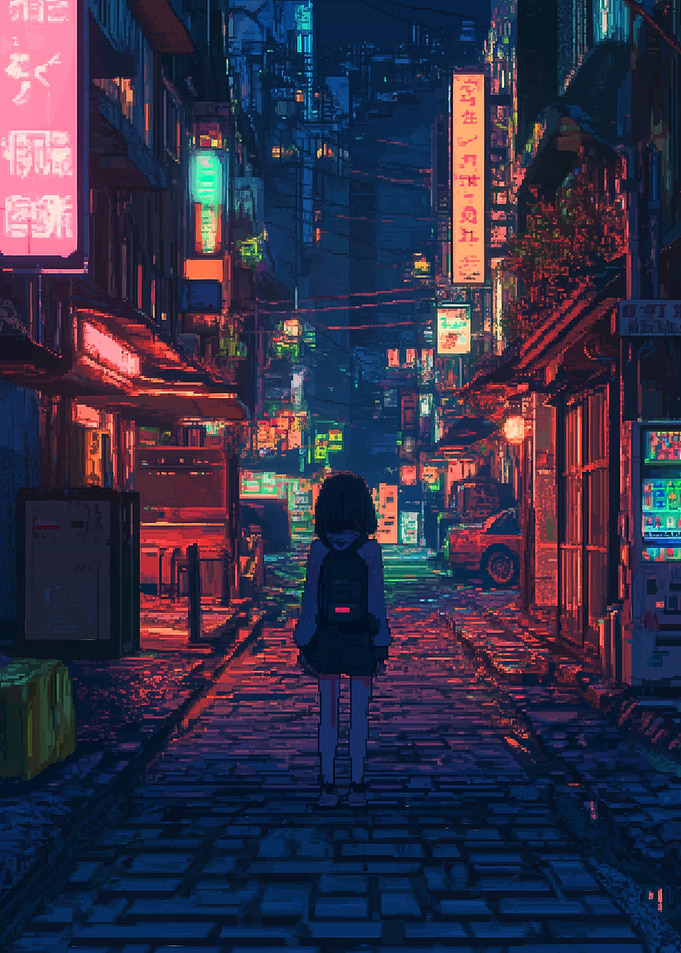 Pixel Nighttime Alleyway