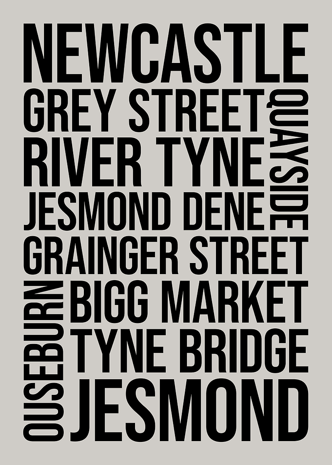 Newcastle Typography Word Art