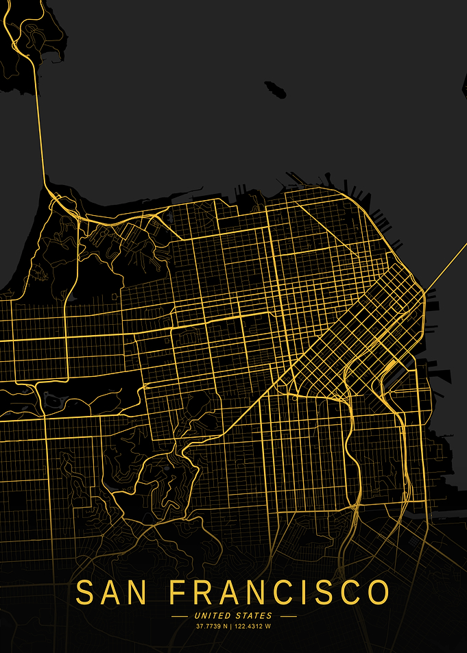 Golden San Francisco City Map