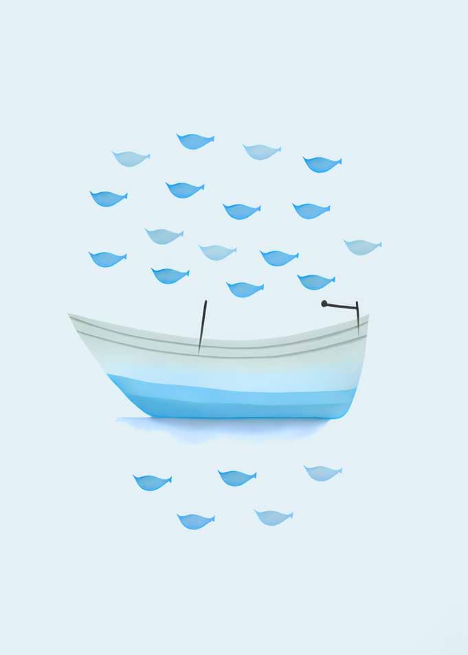Fish Boat Blue Nursery