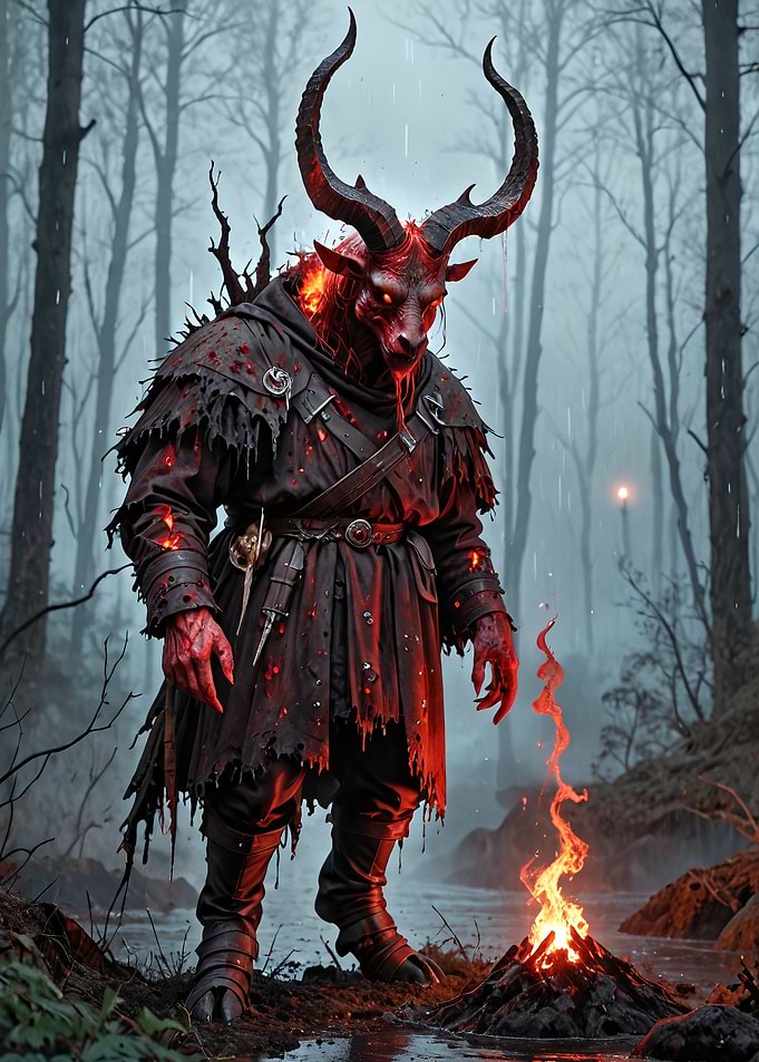 Burning Demon stays near a Fire