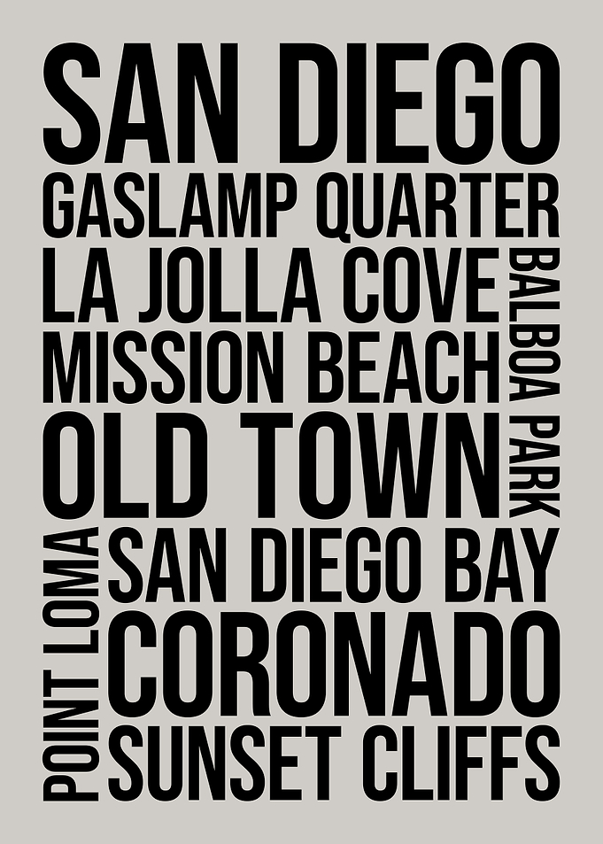 San Diego Locations Typography