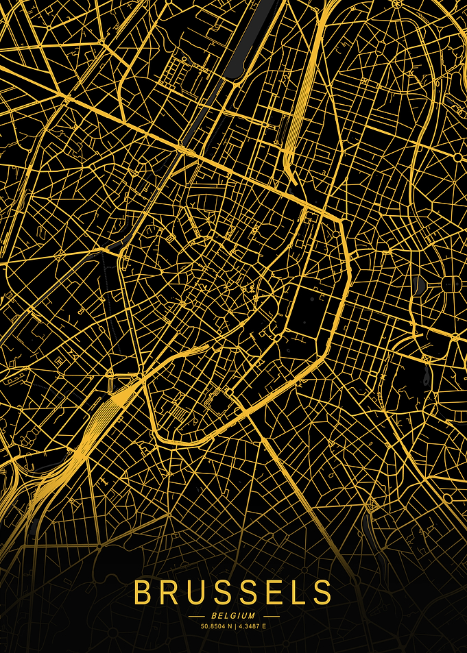 Golden Brussels City Map