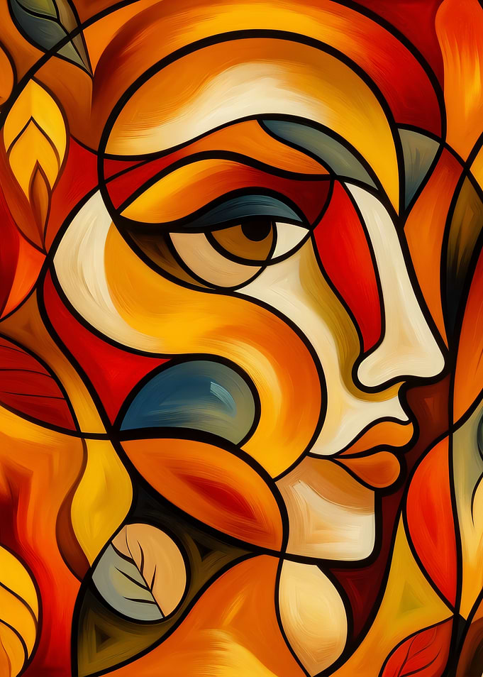Abstract Face with Leaves