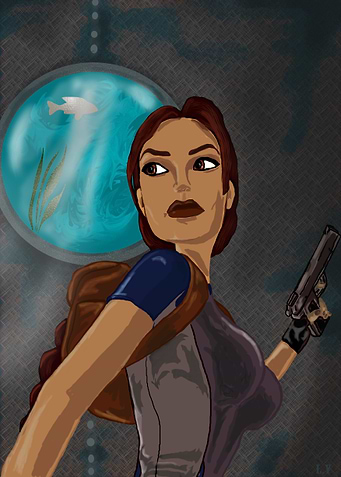 Lara Croft into the deep sea