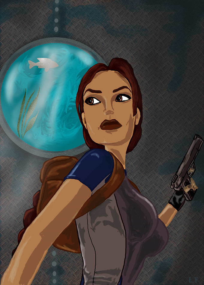 Lara Croft into the deep sea