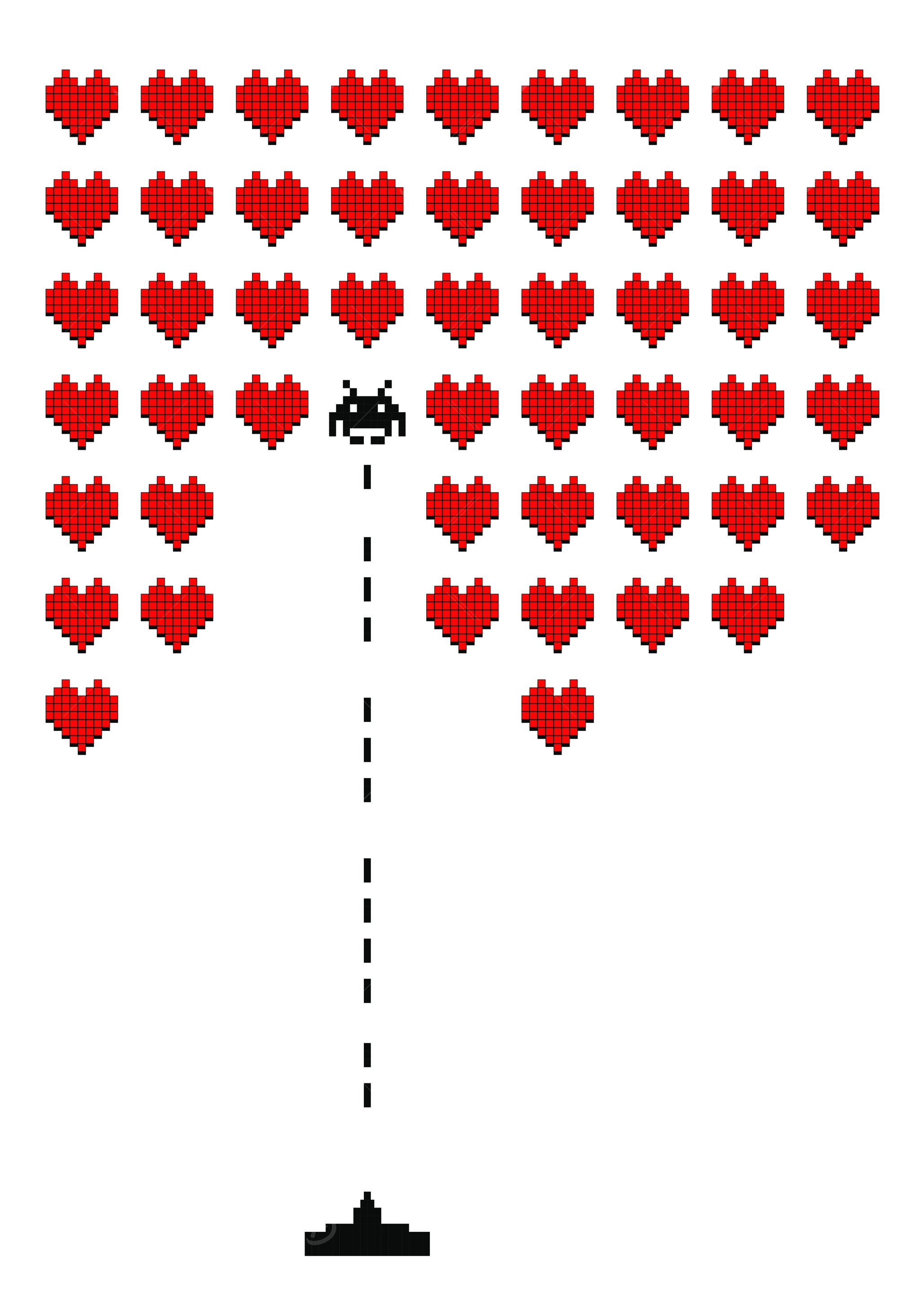 Space Vintage Gaming Hearts