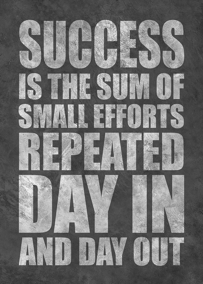 Inspirational phrase Success is Small Efforts Repeated Motivational Wall Art