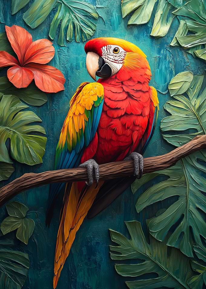 Scarlet Macaw in Tropical Paradise