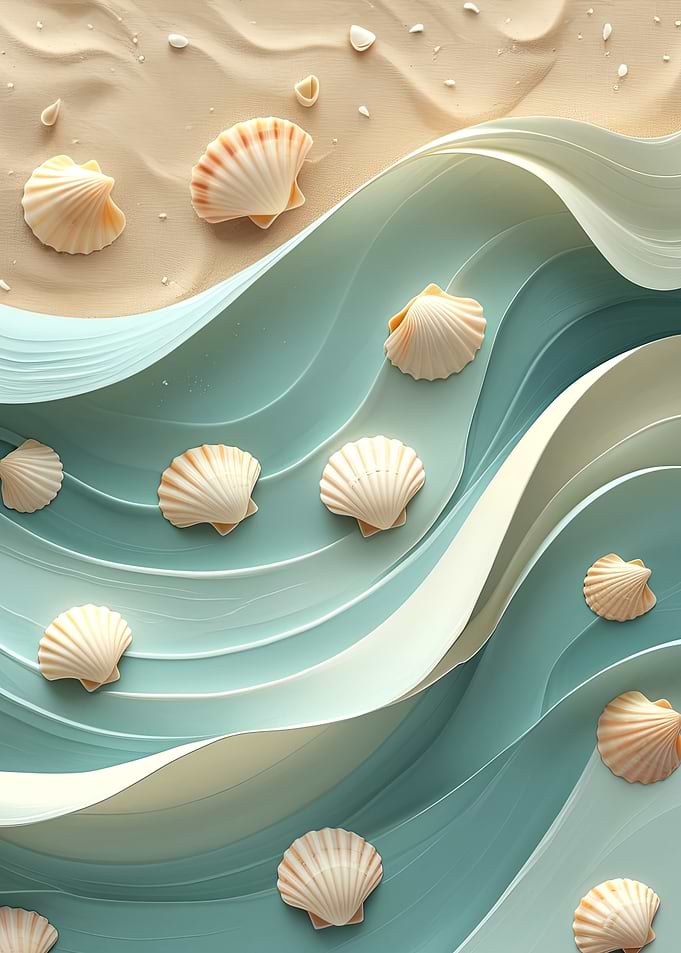 Seashells on Paper Waves