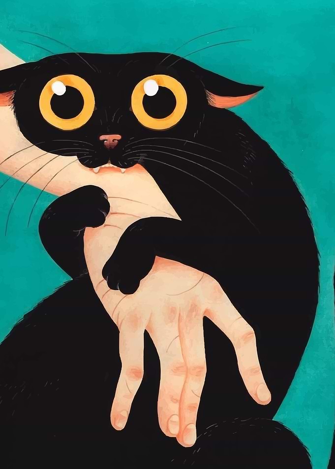 Black Cat with Big Eyes